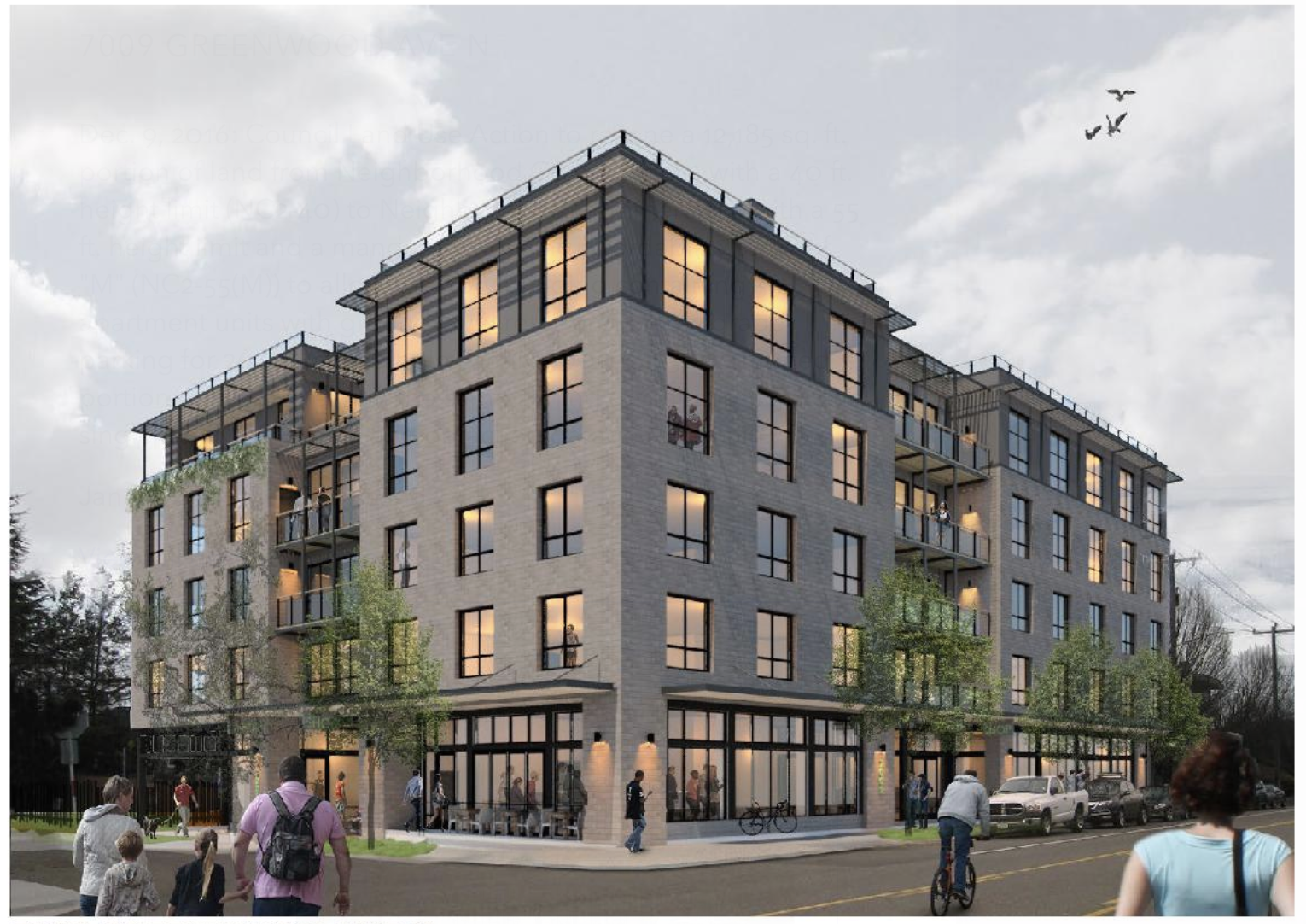 Rendering of the proposed development at 7009 Greenwood Ave. (City of Seattle / Johnston Architects)