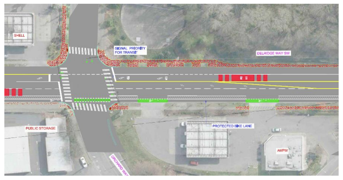 Curb improvements near the intersection of SW Orchard St. (City of Seattle)
