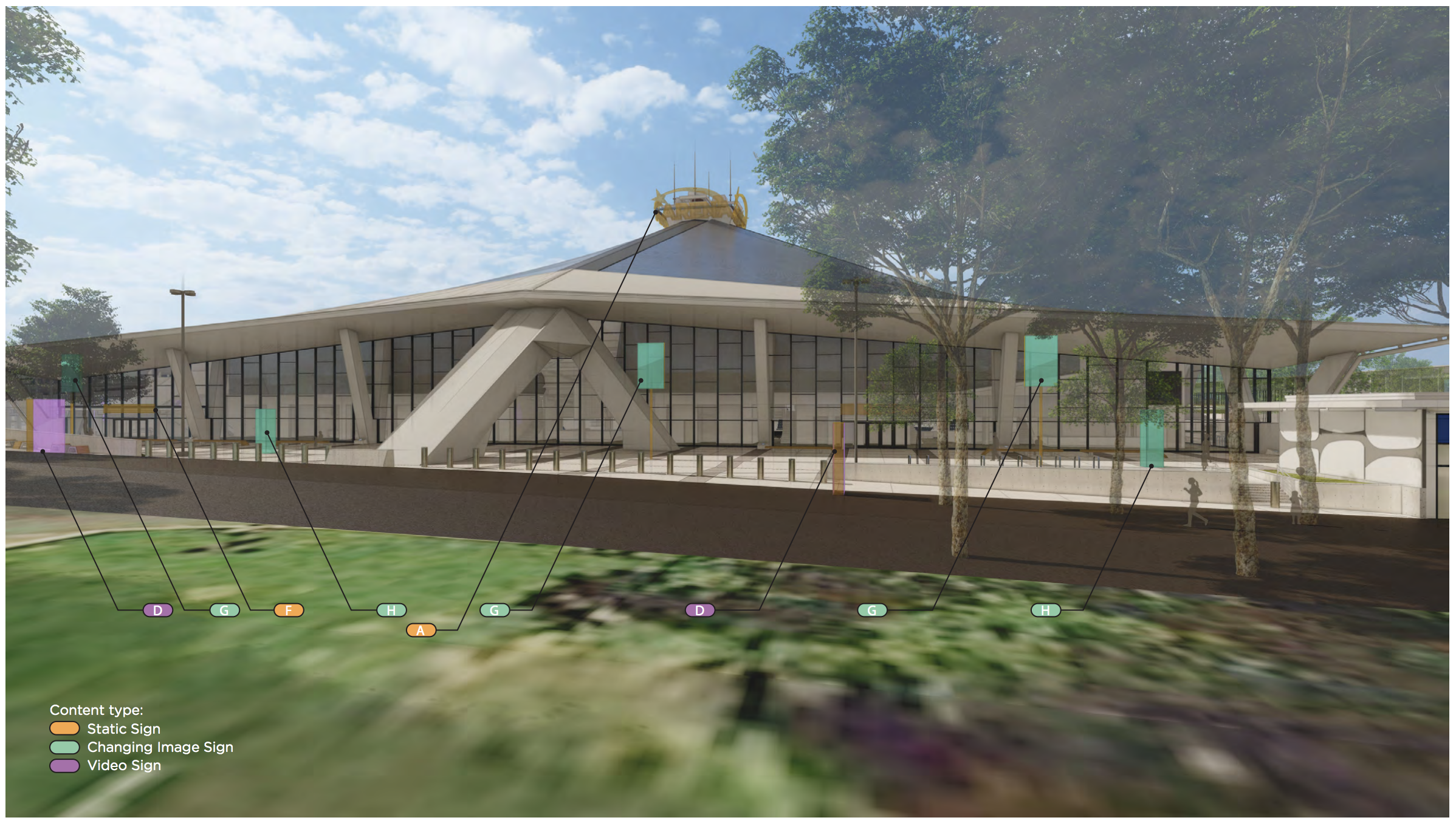 Concept signage along the east side of the Seattle Center Arena. (City of Seattle)