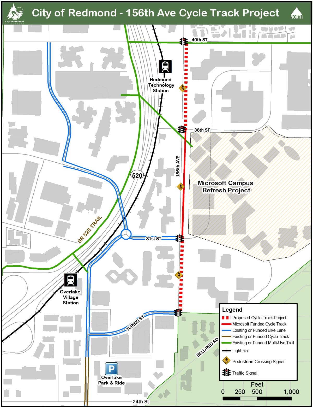 Proposed cycletrack improvement on 156th Ave NE. (Sound Transit / Redmond)