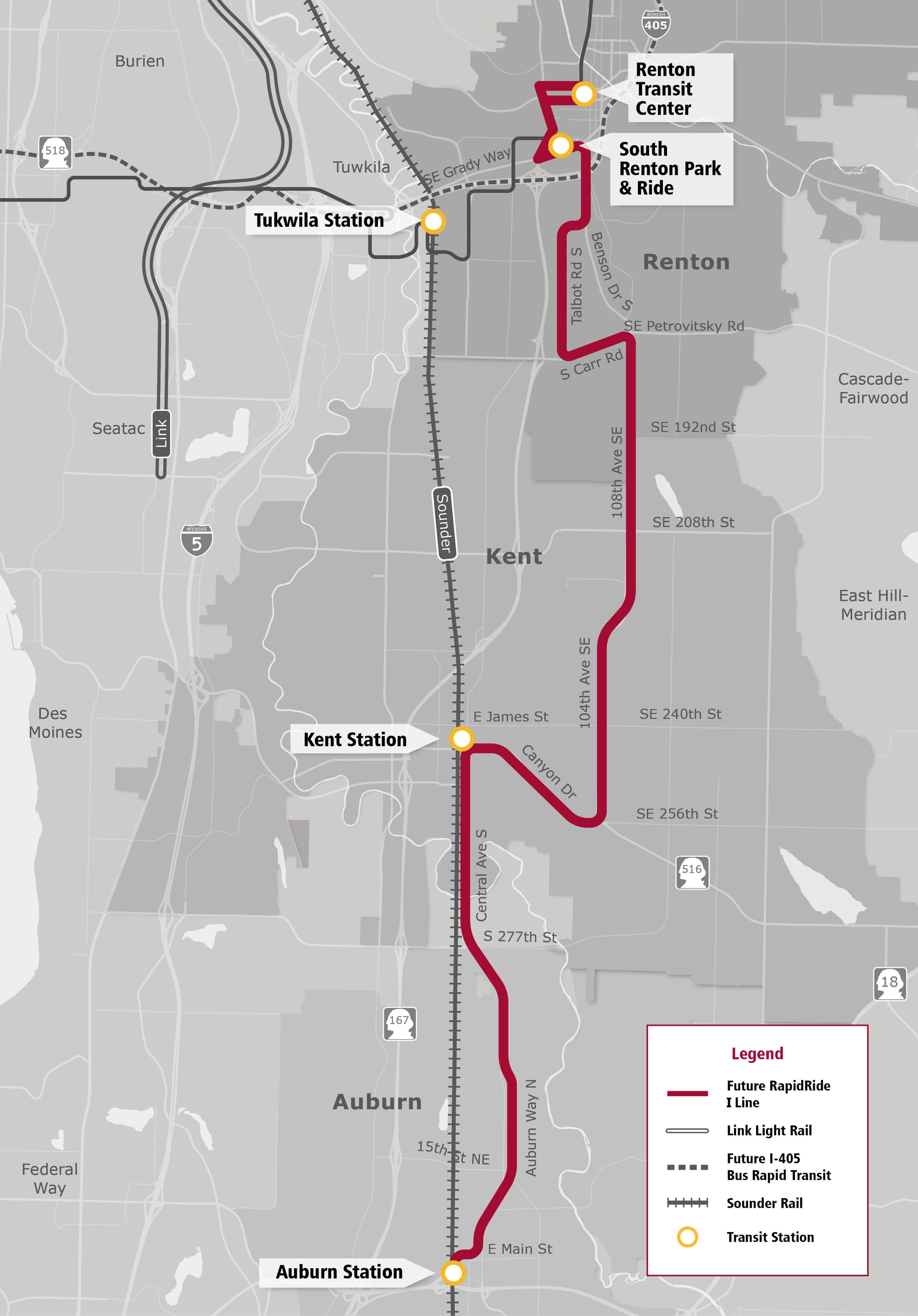 Planned corridor for the RapidRide I Line. (King County)