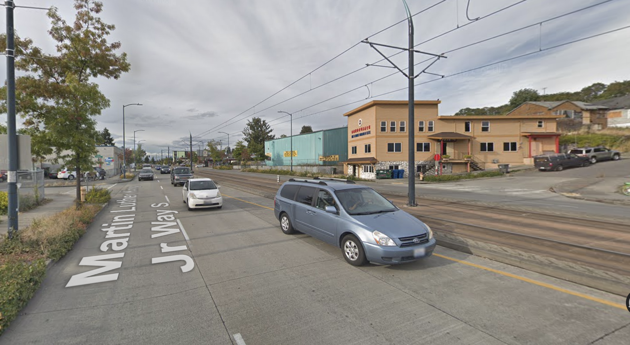 Example of closed intersection where light rail was constructed on MLK Jr Way S at S Findlay St. (Google Maps)
