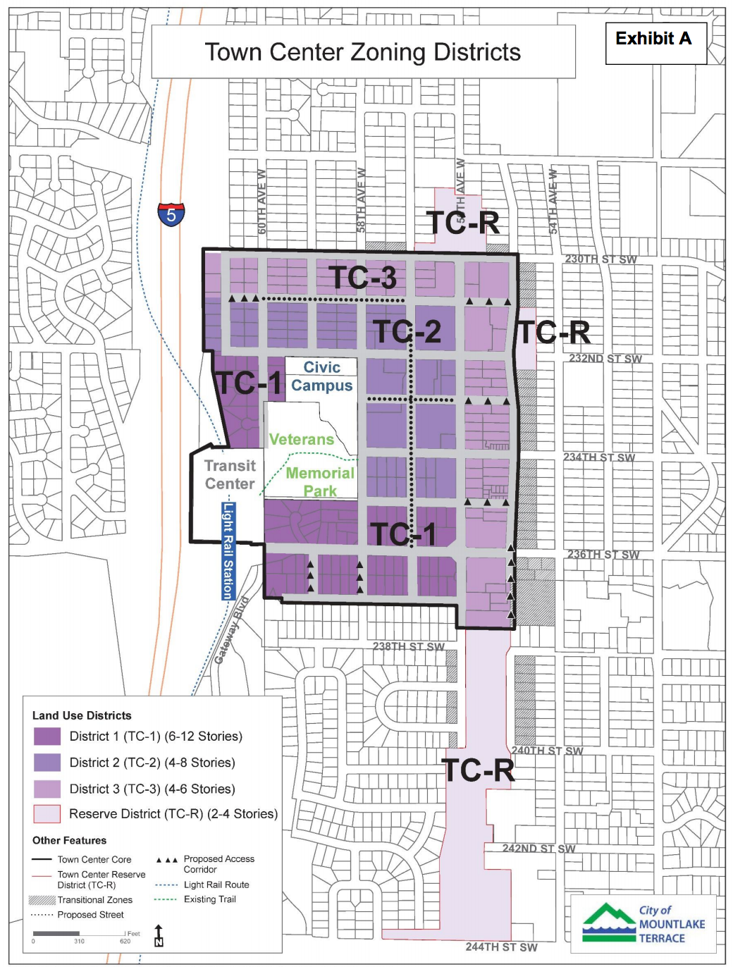 New zoning districts for the Town Center area. (City of Mountlake Terrace)