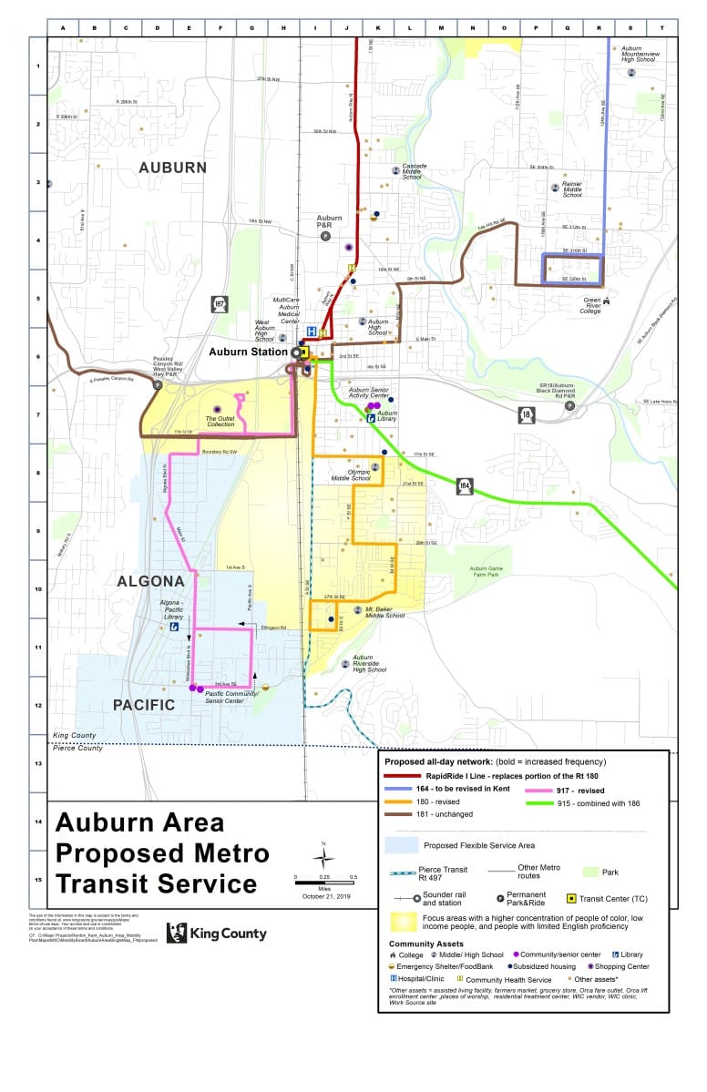 Proposed Auburn bus route restructure. (King County)