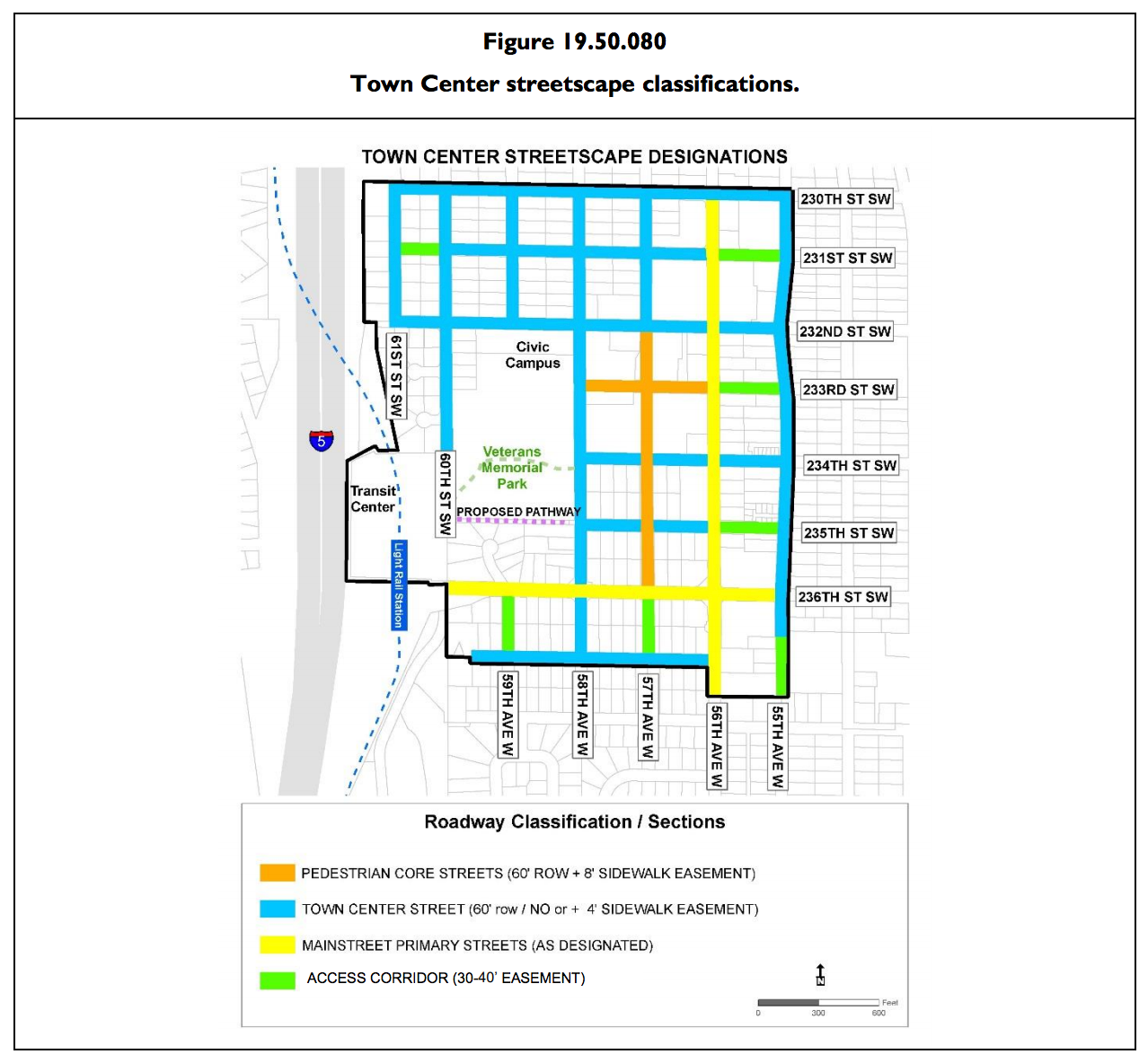 Street classifications for Town Center. (City of Mountlake Terrace)