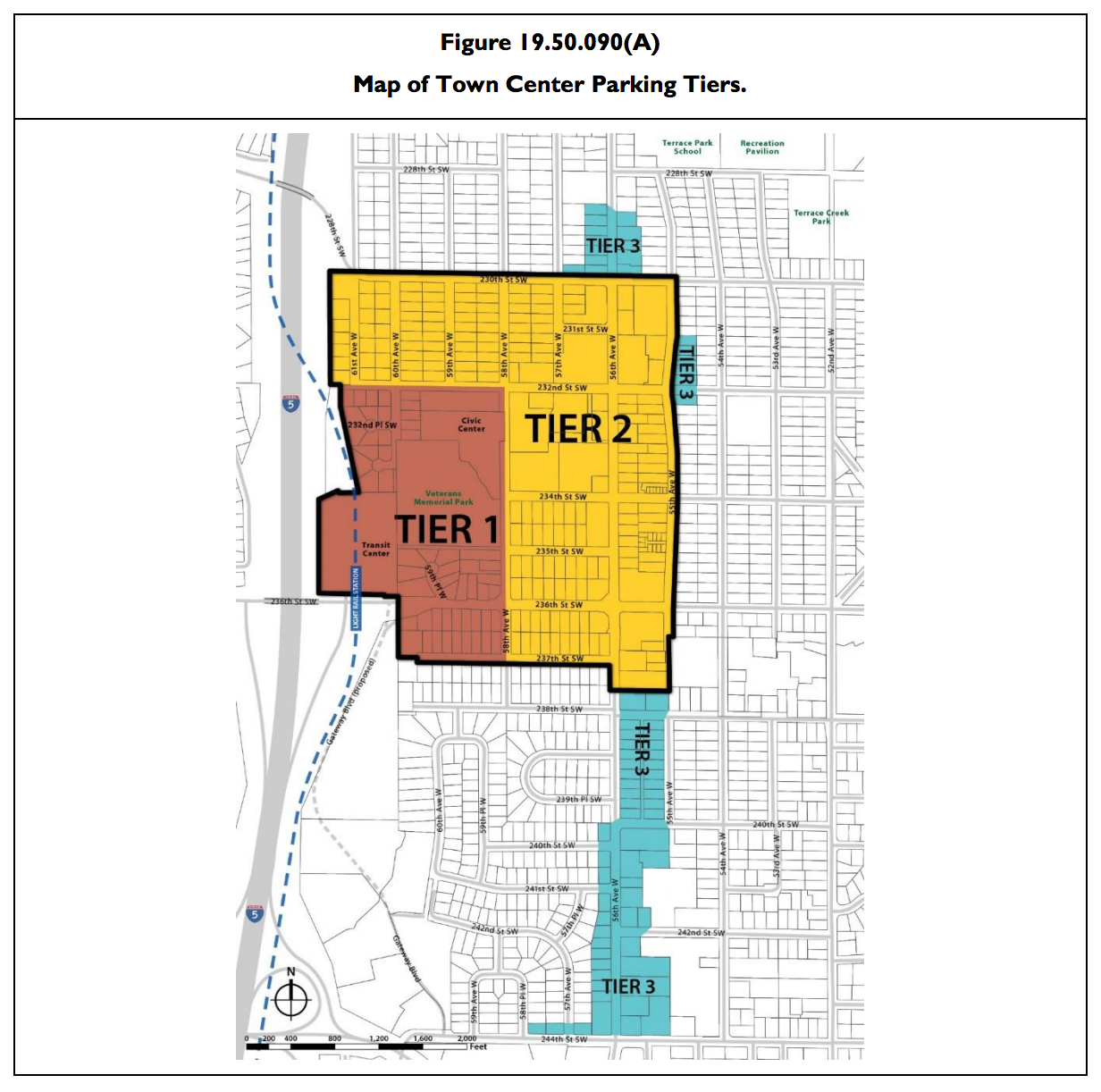 Off-street parking Tiers in Town Center. (City of Mountlake Terrace)