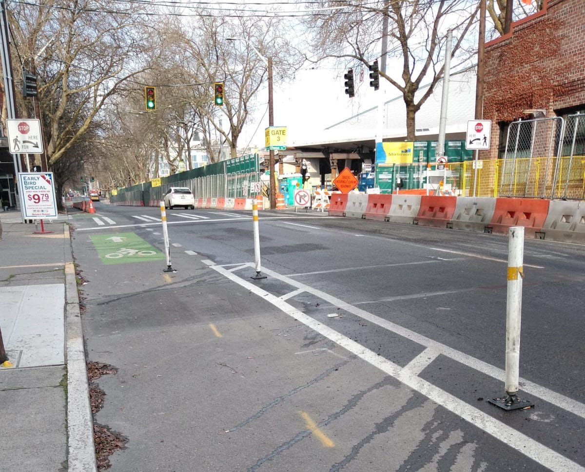 Arena’s Protected Bike Lane Component Features a Zigzag and a Dead End