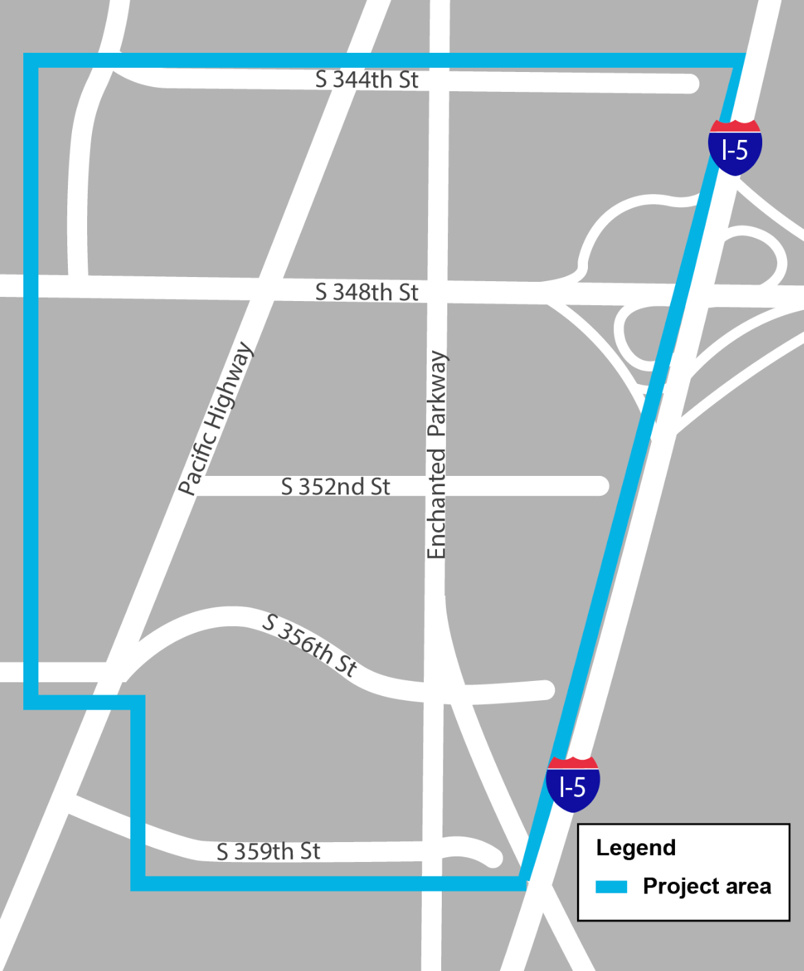The subarea included in the Framing City South planning process. (Federal Way)