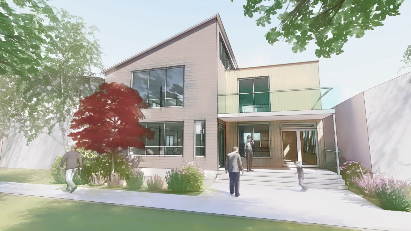 Flats can scale out to mesh well with existing neighborhood context and serve our aging population well. (Matt Hutchins AIA/CAST architecture)