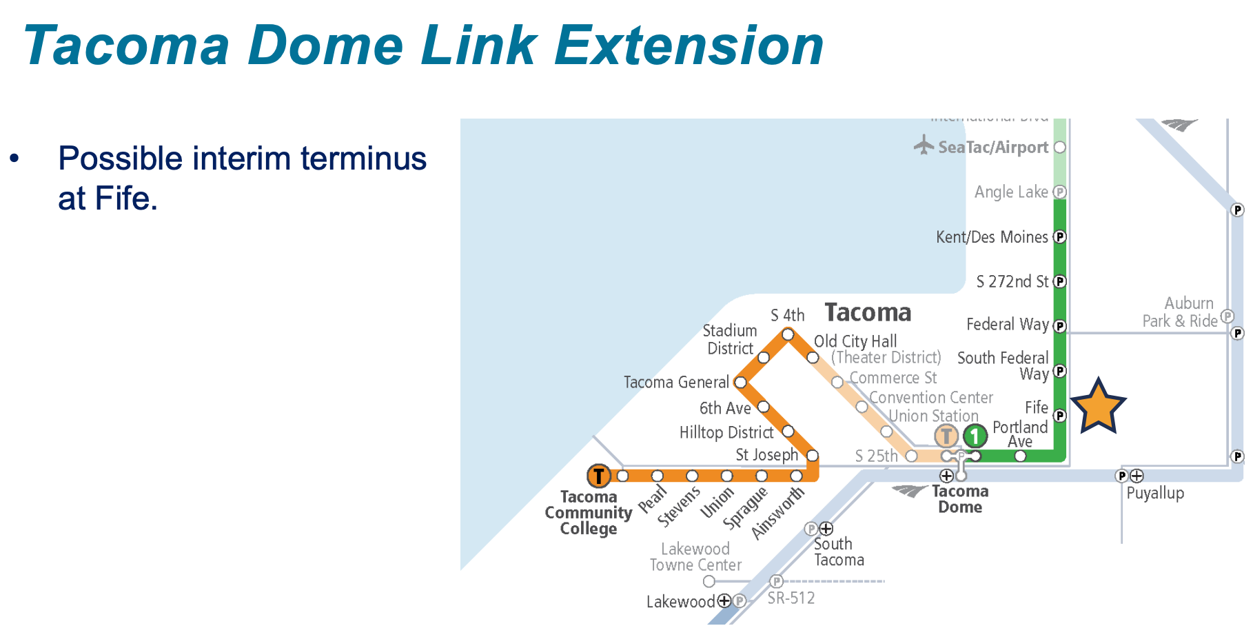 How the Tacoma Dome Link extension could be phased. (Sound Transit)