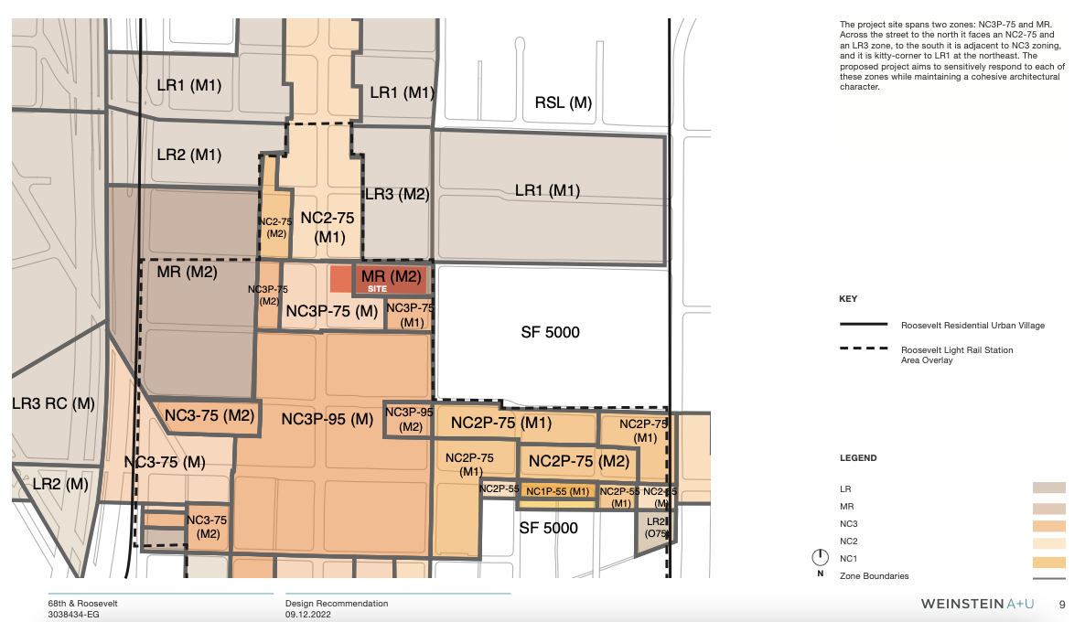 A zoning map of the area near the Roosevelt light rail station. 