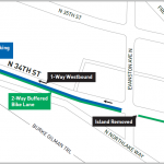 Map of the N 34th St protected bike lane improvements.