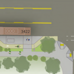 Bike lane behind bus bulb. Attributed to SDOT.