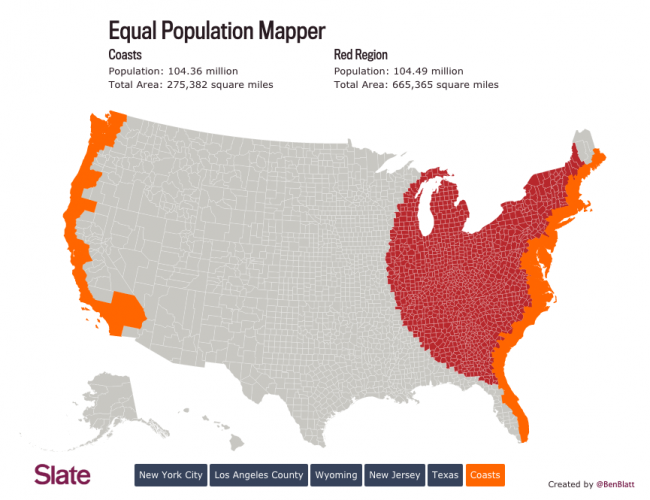 Map of the Week: Equal Population Mapper - The Urbanist