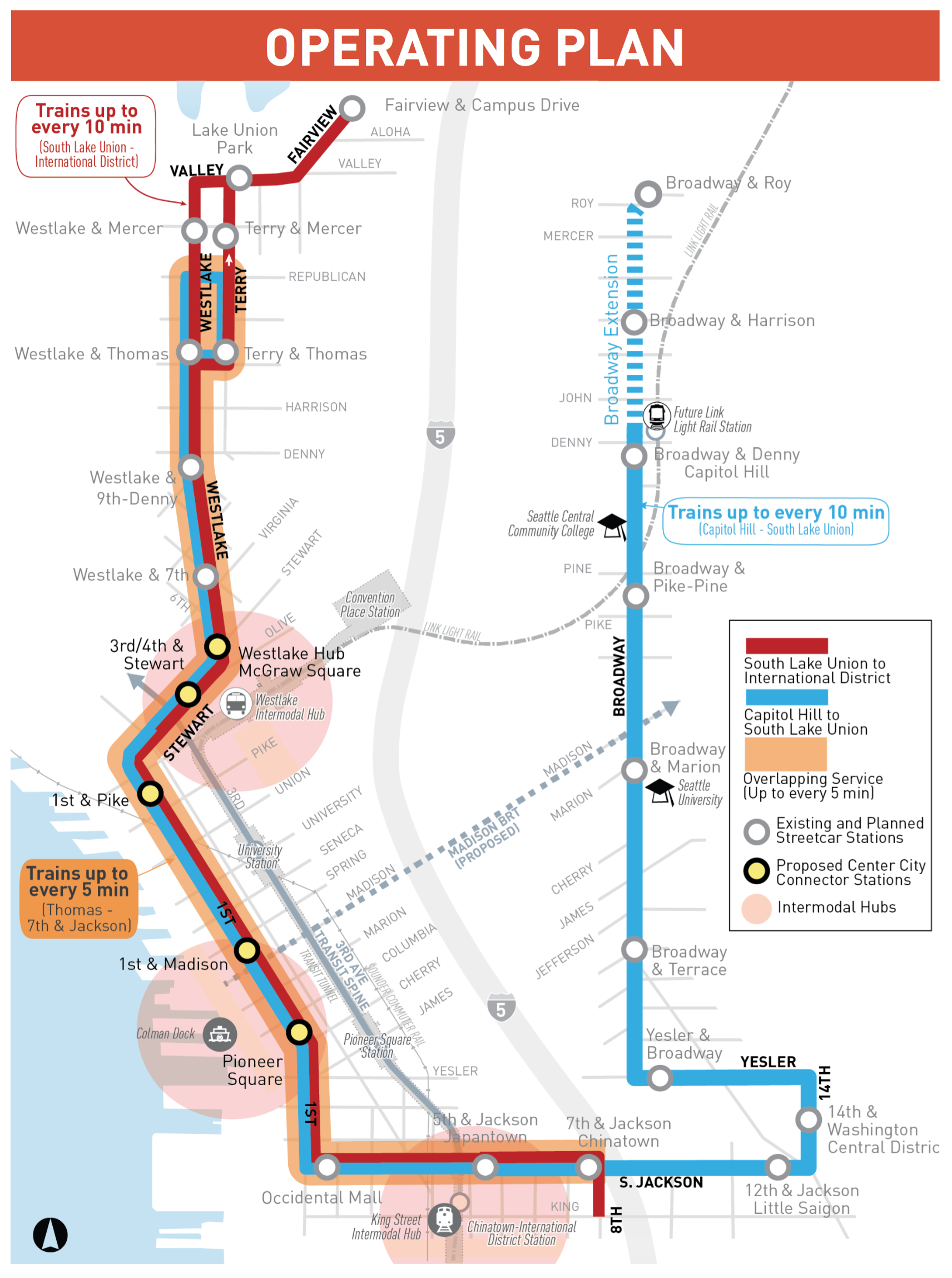 How SDOT plans to operate the streetcar system once the Center City Connector opens. (City of Seattle)
