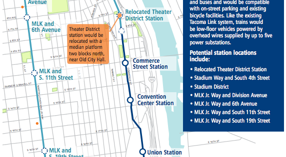 Tacoma Link Extension alignment and stations. (Sound Transit)