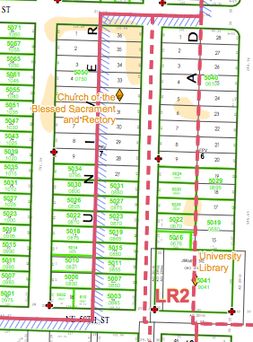 Blessed Sacrament zoning and Urban Center boundary prior to changes. (City of Seattle)