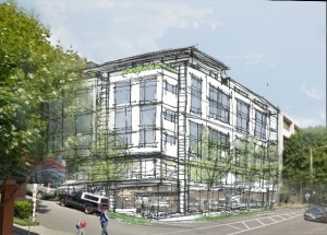 This is a sketch of Bellwether Housing's plans for its 71 affordable apartments at 1511 Dexter Avenue.