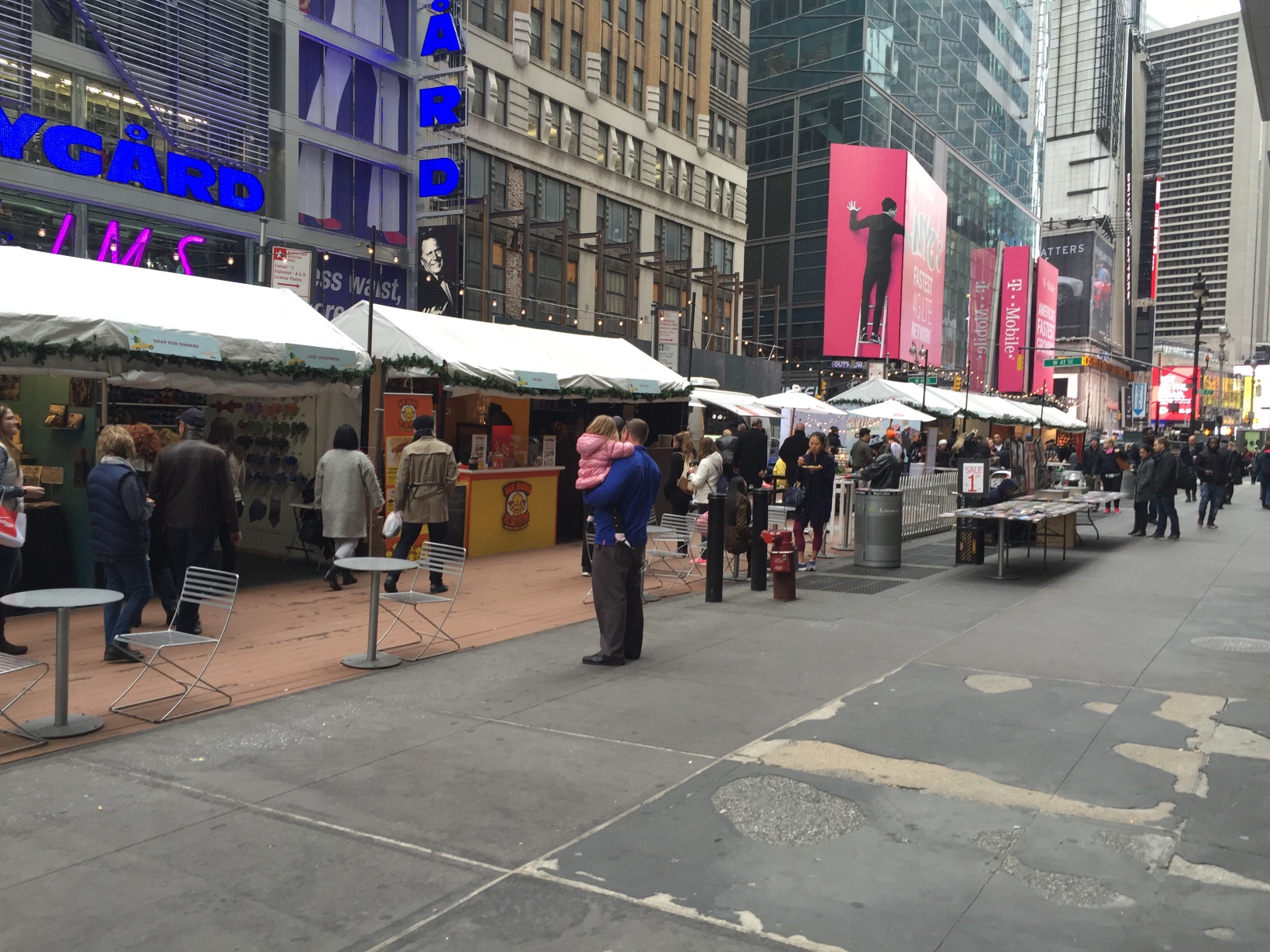 Popup holiday market in the Garment District. (Photo by Stephen Fesler)