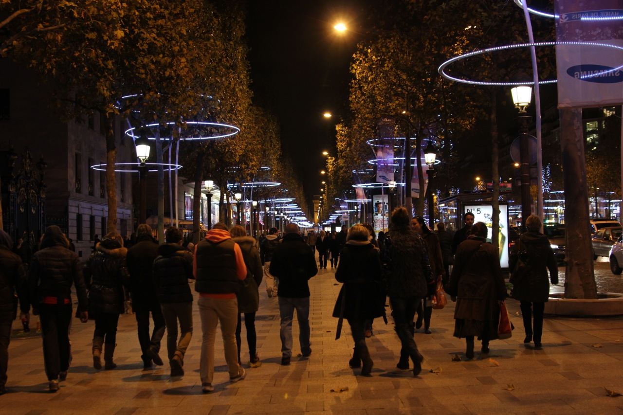 In 2013, Koert Vermeulen and Marcos Vinals Bossols won the international competition to design the lights for Champs-Elysées encircling 200 street trees with hoops of light, a display which was more ecologically friendly than previous years, using 65% less energy. (Photo by Sarah Oberklaid)