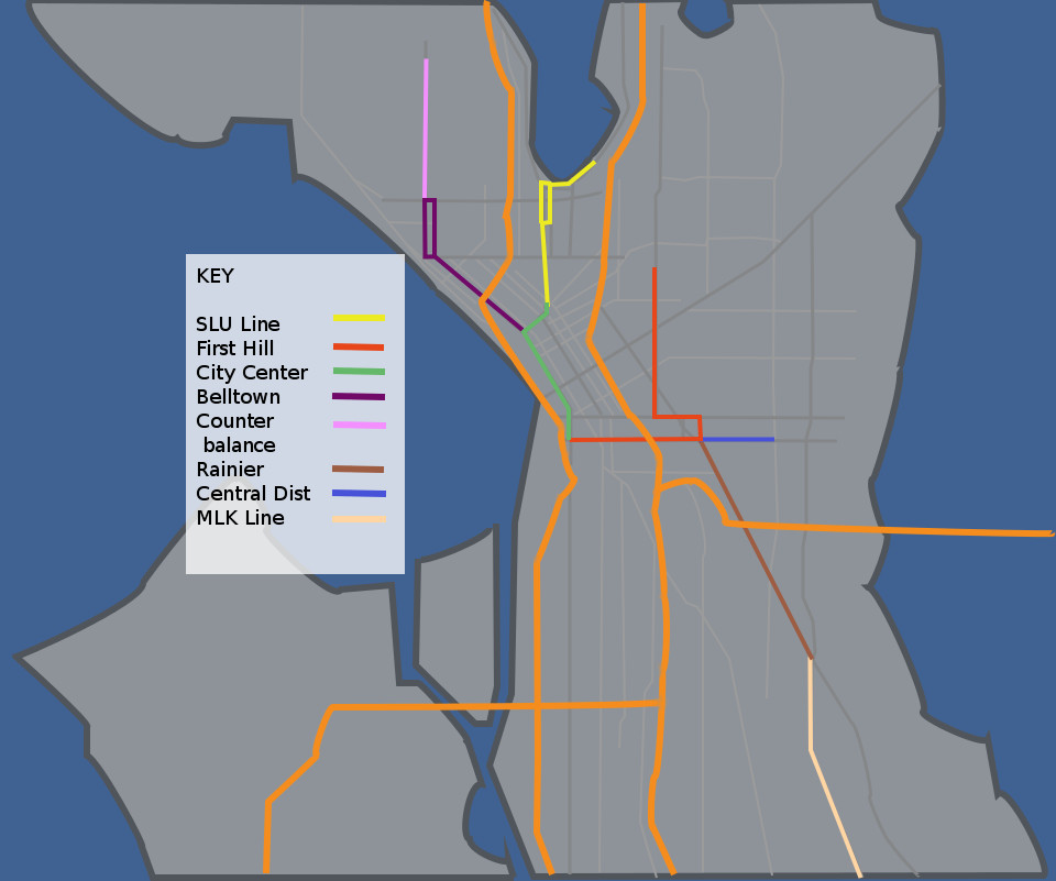 Schematic vision of the Seattle Streetcar.