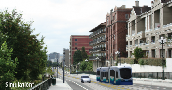 Rendering of Stadium Way near Division Ave. (Sound Transit)