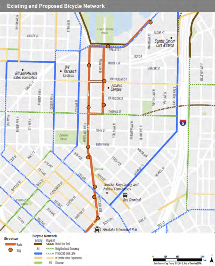 Current and future bicycle network. Click to enlarge. (City of Seattle)