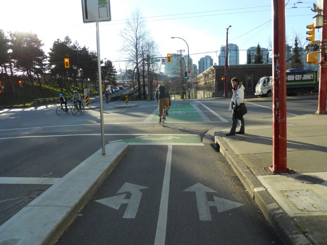 Turn lanes for bikes in Vancouver. (Photo by the author)