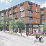 The 45th & Woodlawn apartments will be across the street from Molly Moon’s and fill in a gap in the streetscape. (B9 Architects)