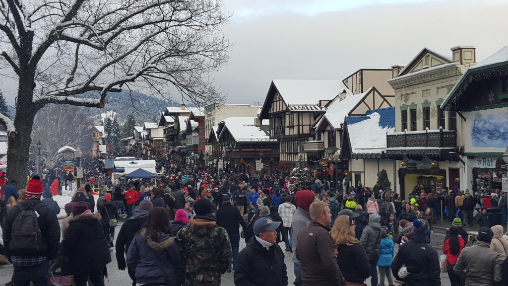 Leavenworth, WA on a December weekend. There is a single key attribute that draws people to places like this: walkability. It's what Leavenworth has in common with Disneyland, New York, Rome, and many other urban tourism draws around the world. (Photo by the author)