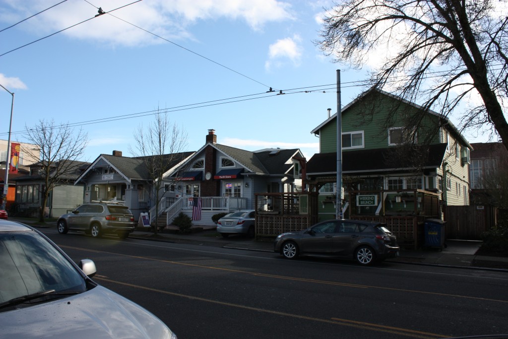 The western part of 45th Street is characterized by single family homes, mostly Craftsmens, converted to business, such as dental offices and restaurants.