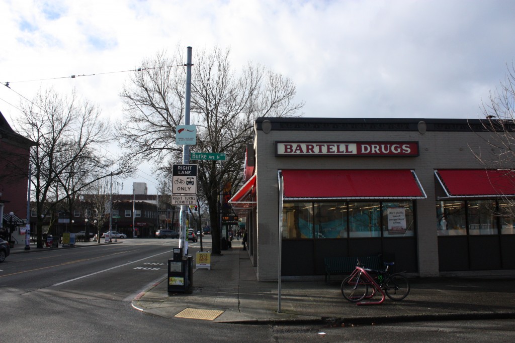 Bartell Drugs is a local chain but didn't much better than the national chains in urban design.