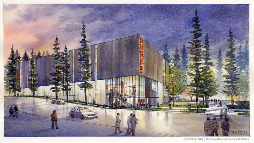 Drawing of the west elevation for the new Burke Museum. (City of Seattle/Olson Kundig Architects)