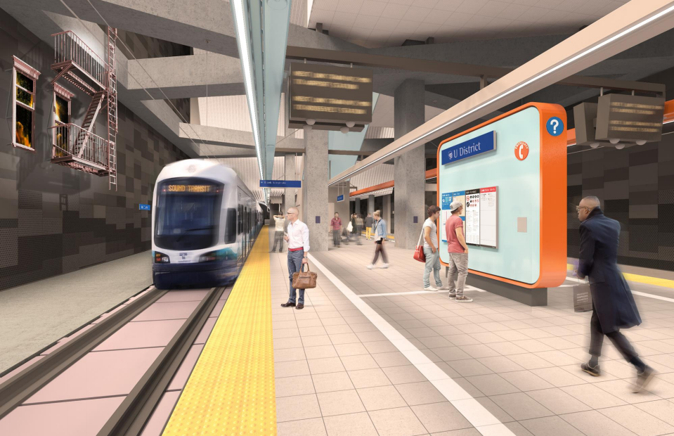 Rendering of the station platform. (Sound Transit / LMN Architects)