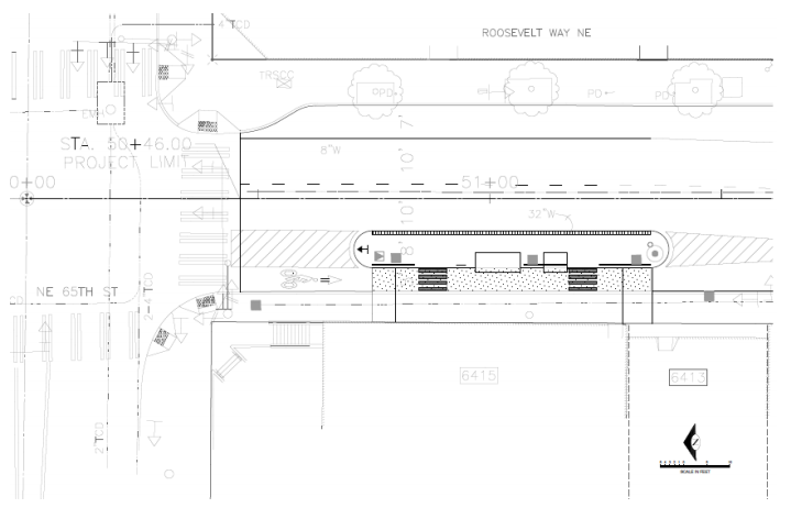 Proposed layout of NE 65th St and Roosevelt Way NE. (City of Seattle)
