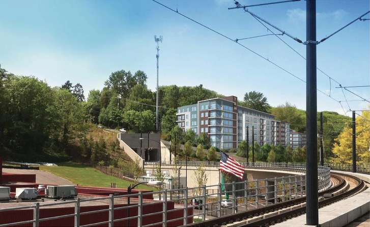 A 7-story building is going up near the Mount Baker Link station. Mount Baker doesn't feel like a urban hub yet, but some zone wide changes could get the ball rolling a bit faster. (Ankrom Moisan Architects)