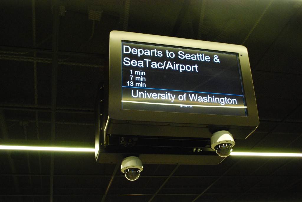 Display screens appear ready to display real time arrival information.