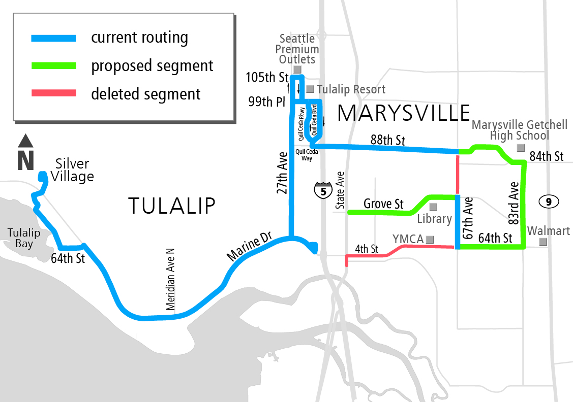 Route 222 revision proposed for Fall 2016. (Community Transit)