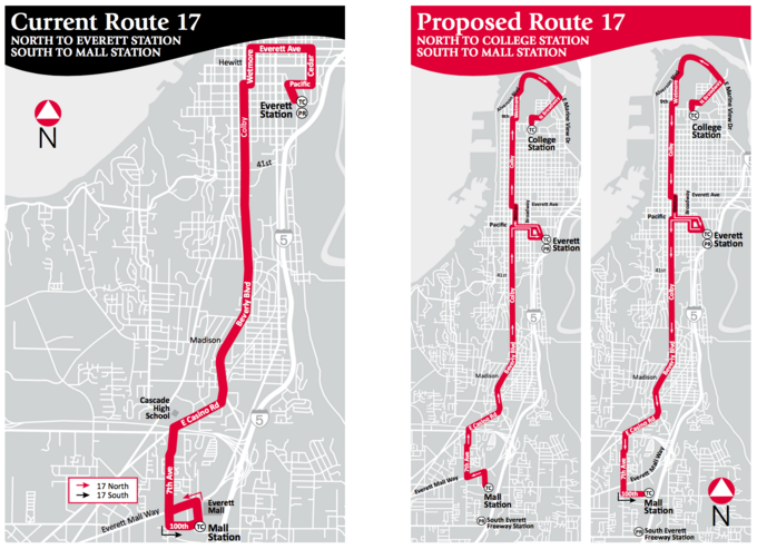 Current and proposed Route 17. (City of Everett)