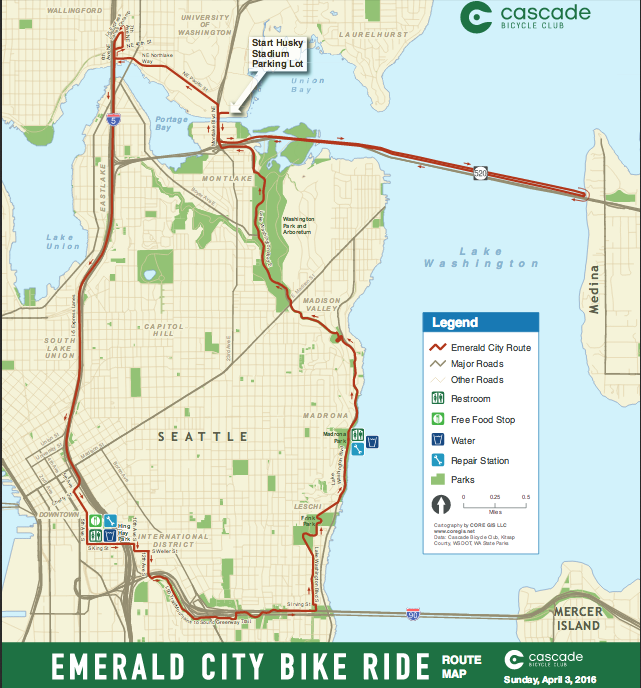 Here's The Emerald City Ride's full route.