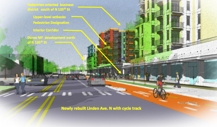 Rendering of what Linden Avenue could look like in the future. (City of Seattle)
