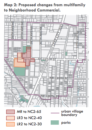 Proposed rezones in the civic core of Lake City. (City of Seattle)