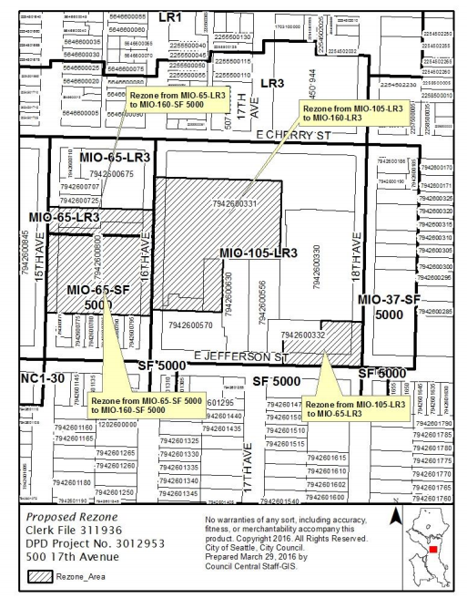 Approved zoning changes to the Swedish Cherry Hill campus. (City of Seattle)