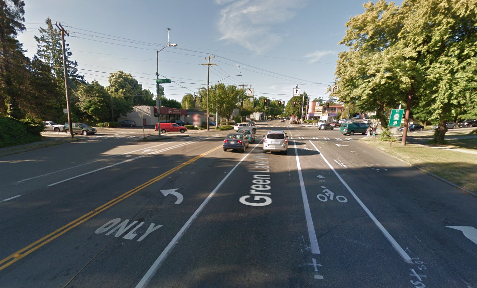 Last year's worst intersection; looking south on Green Lake Way N. (Google Maps)
