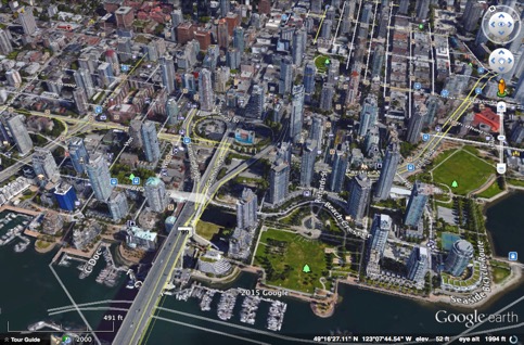 Yaletown, Vancouver, BC (Credit: Google Earth)