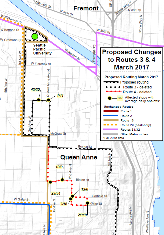 Revision of Queen Anne bus Routes 3 and 4. (King County)