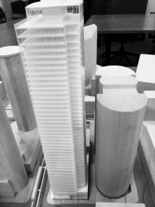 Scale model of the proposed 5th & Virginia building.