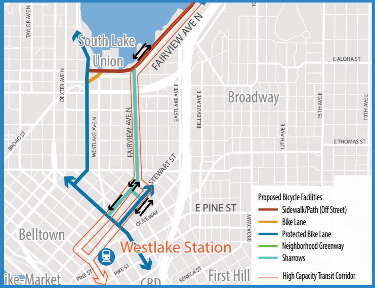The downtown bike aspects of the plan. (City of Seattle)