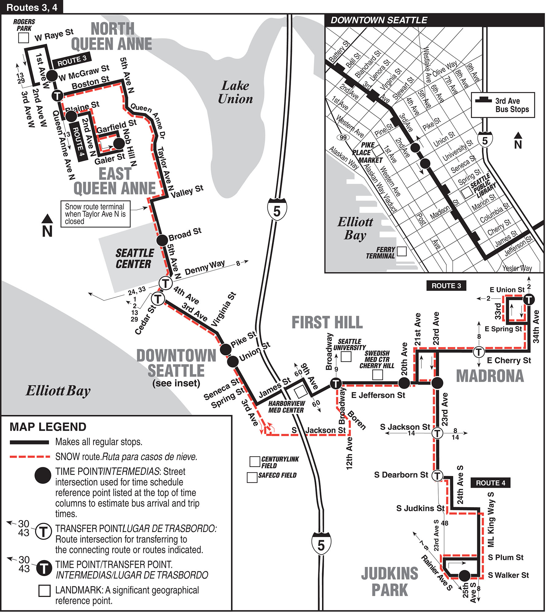 Current Route 3/4 Route Map (King County Metro)