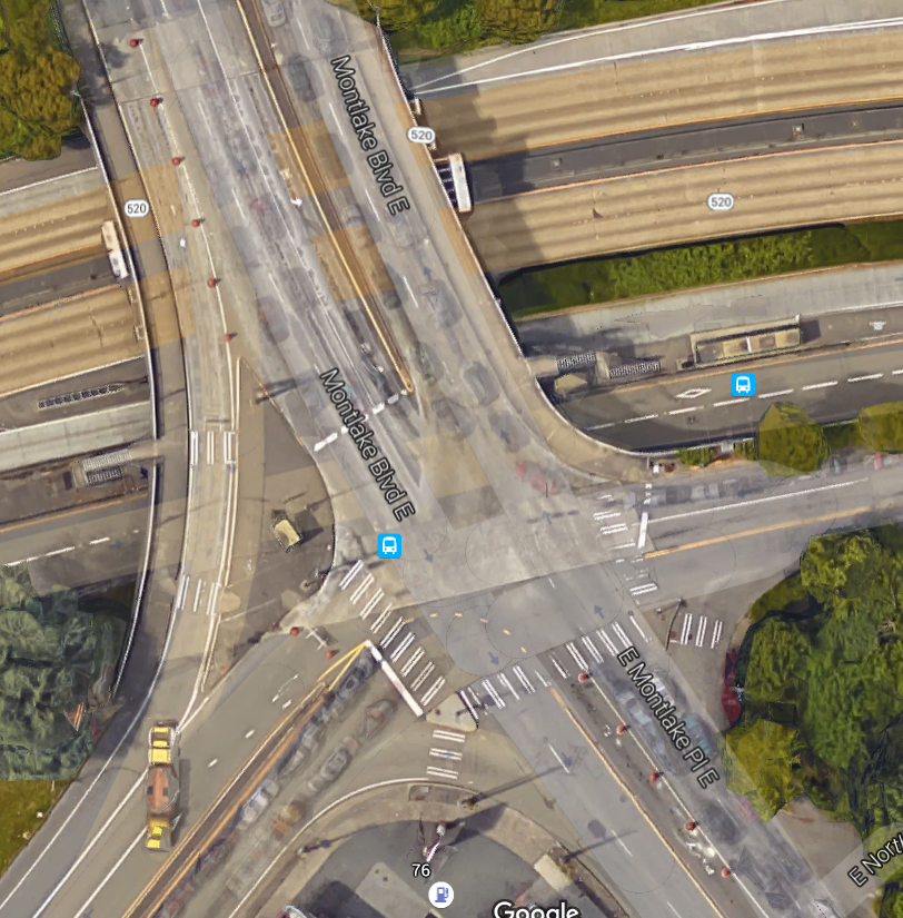 The current Montlake at 520 intersection. (Google Maps)